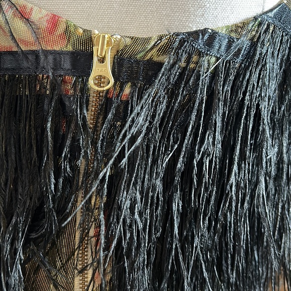 LOVESHACKFANCY Set Dusty Crop Cami Midnight Ruby & Risha Feather Trim Mini Skirt - Picture 14 of 17